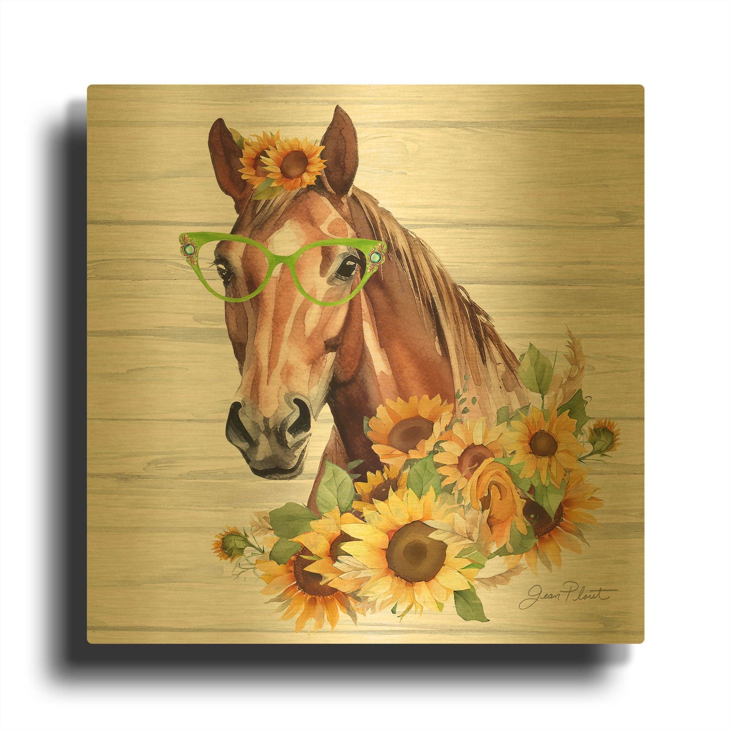 'Fancy Glasses D' By Jean Plout Gold Metal Wall Art
