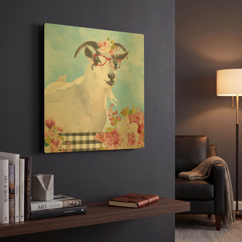 'Farm Animal Beauties C' By Jean Plout Gold Metal Wall Art