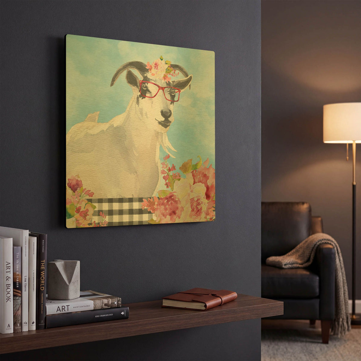 'Farm Animal Beauties C' By Jean Plout Gold Metal Wall Art