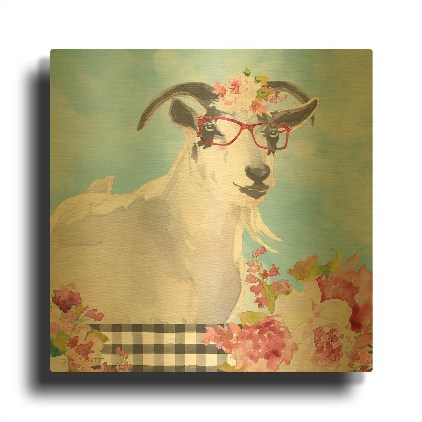 'Farm Animal Beauties C' By Jean Plout Gold Metal Wall Art