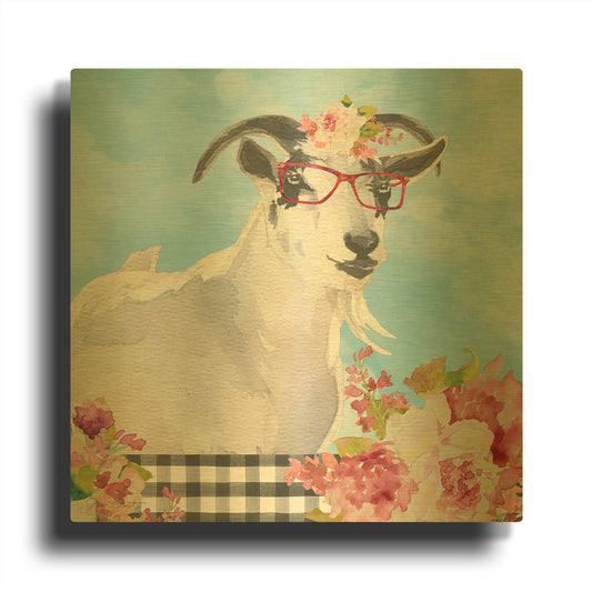 'Farm Animal Beauties C' By Jean Plout Gold Metal Wall Art