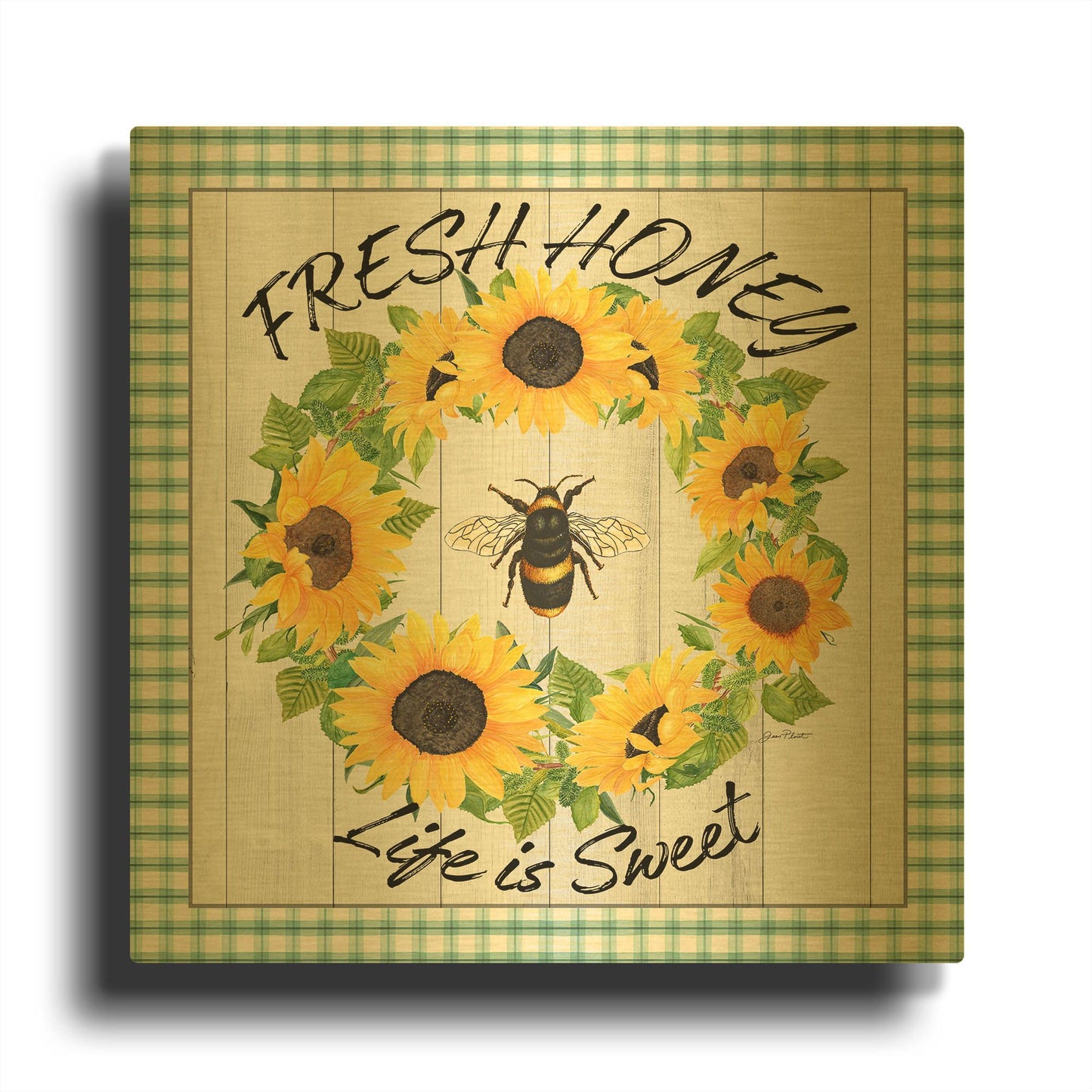 'Farm Market Sunflowers B' By Jean Plout Gold Metal Wall Art