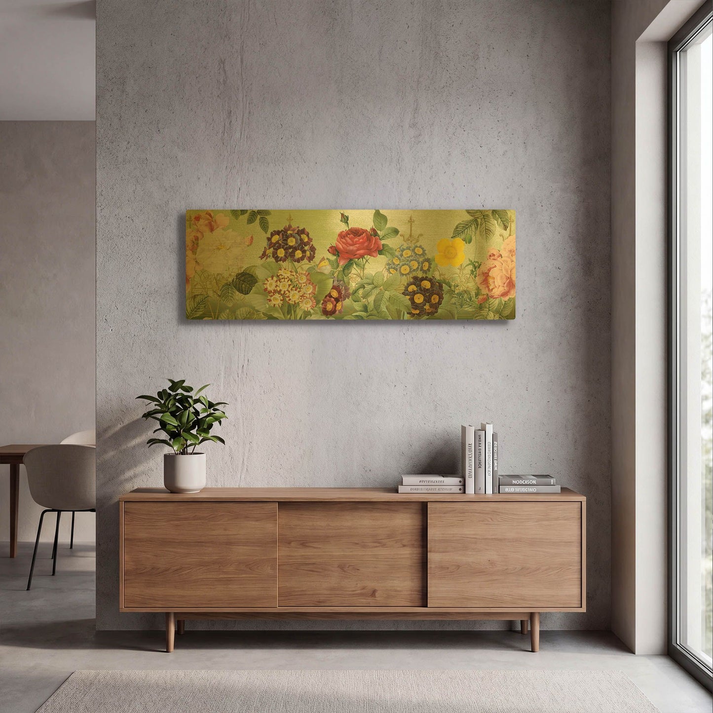 'Flower Garden 2' By Jean Plout Gold Metal Wall Art