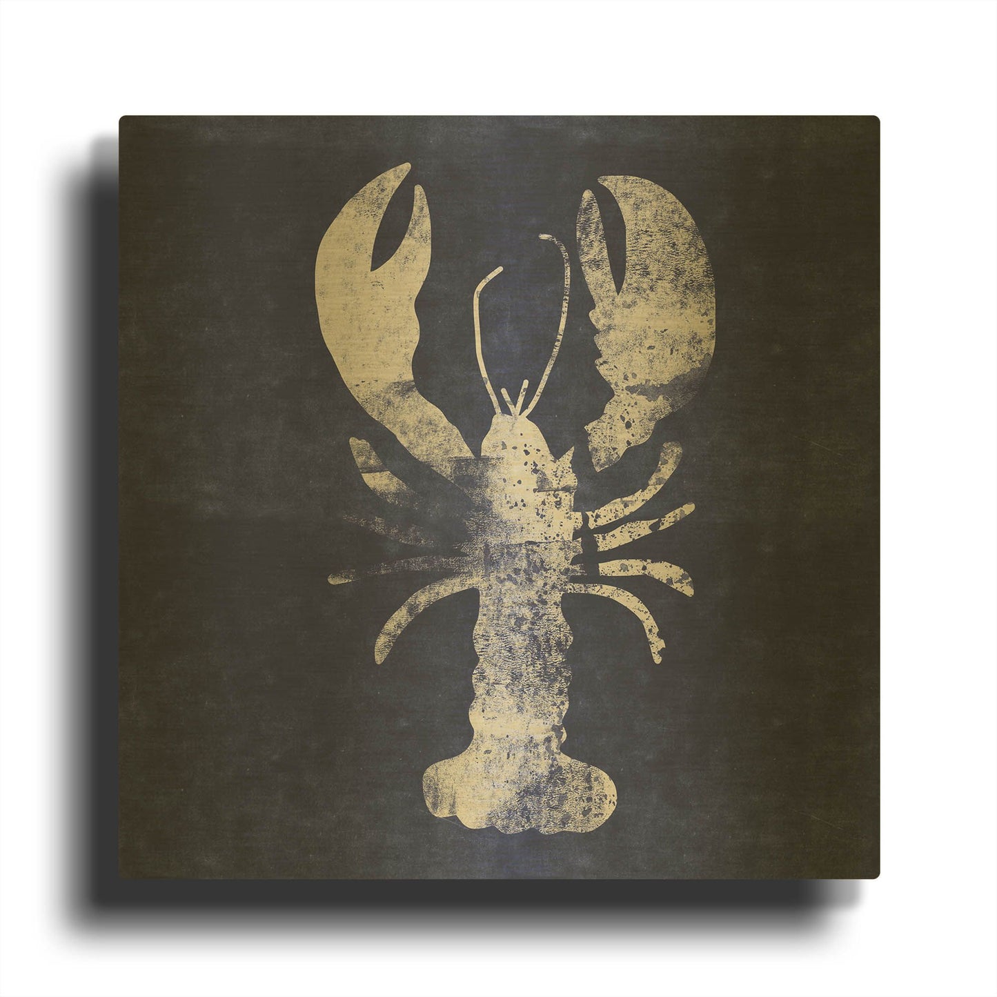 'Indigo Lobster' By Linda Woods Gold Metal Wall Art