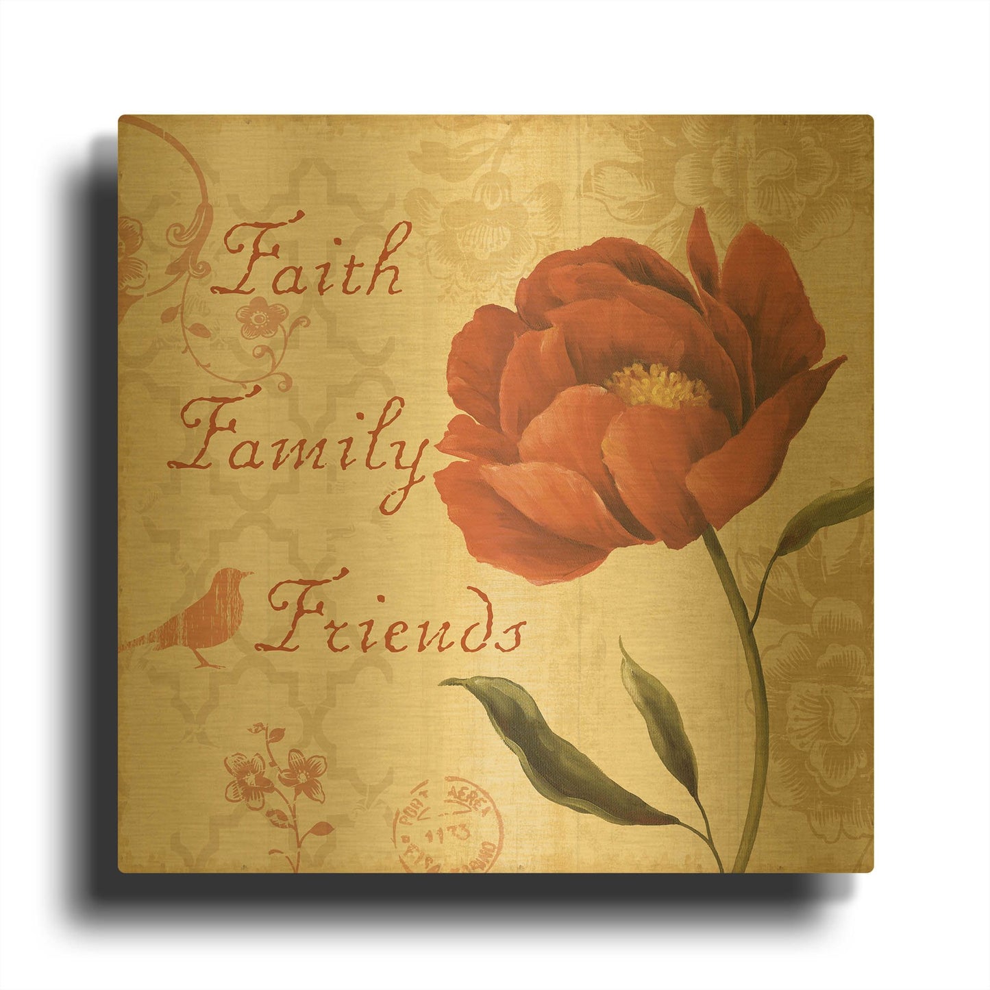 'Faith Family Friends' By Lisa Audit Gold Metal Wall Art