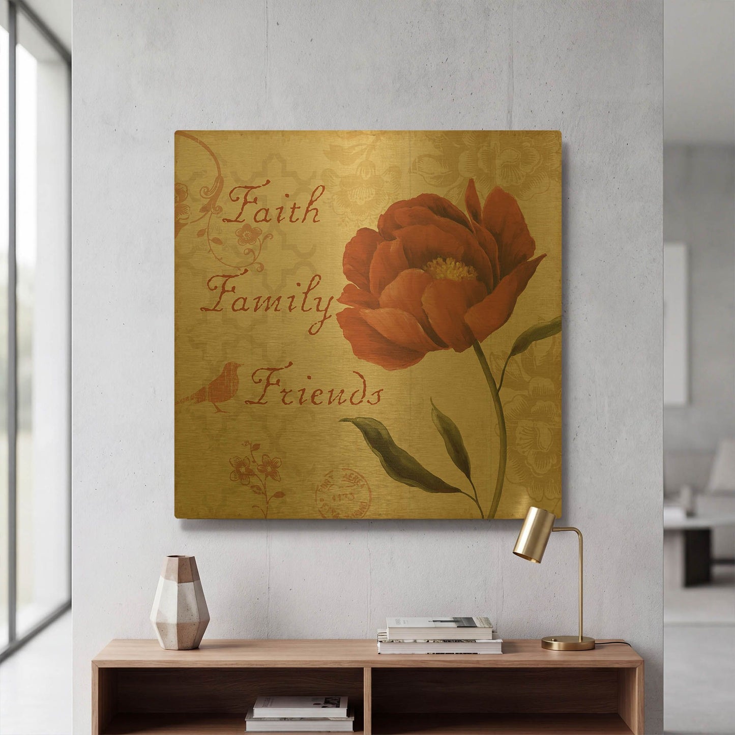 'Faith Family Friends' By Lisa Audit Gold Metal Wall Art