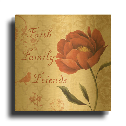 'Faith Family Friends' By Lisa Audit Gold Metal Wall Art
