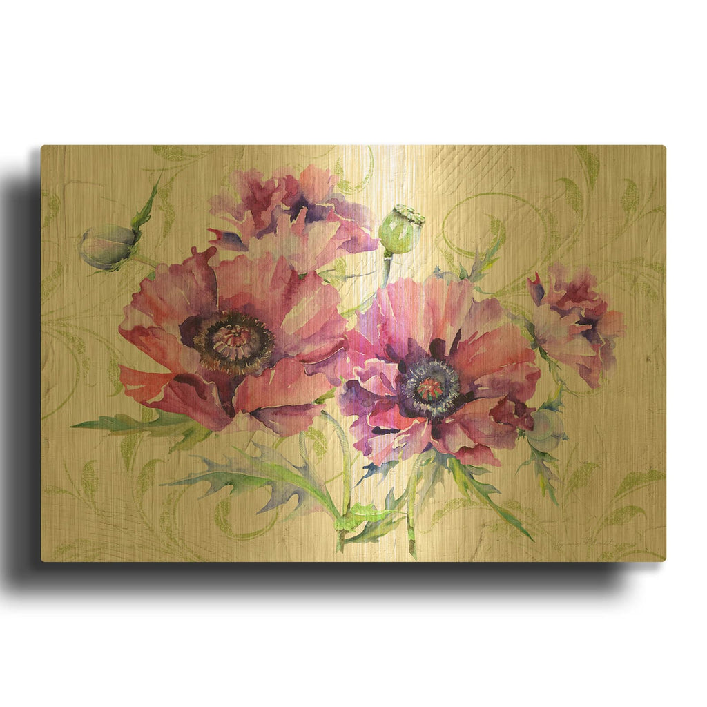'Romantic Purple Poppies' By Jean Plout Gold Metal Wall Art