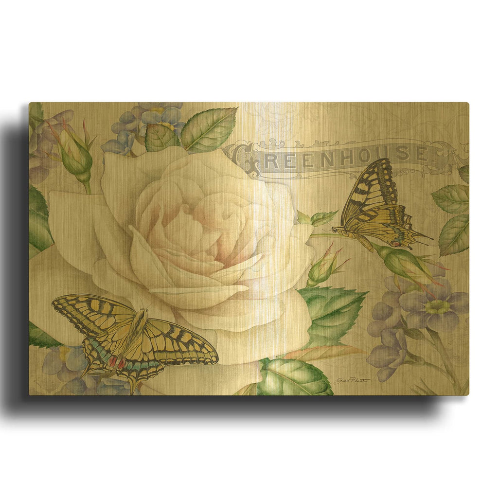 'Rose Garden in Bloom B' By Jean Plout Gold Metal Wall Art