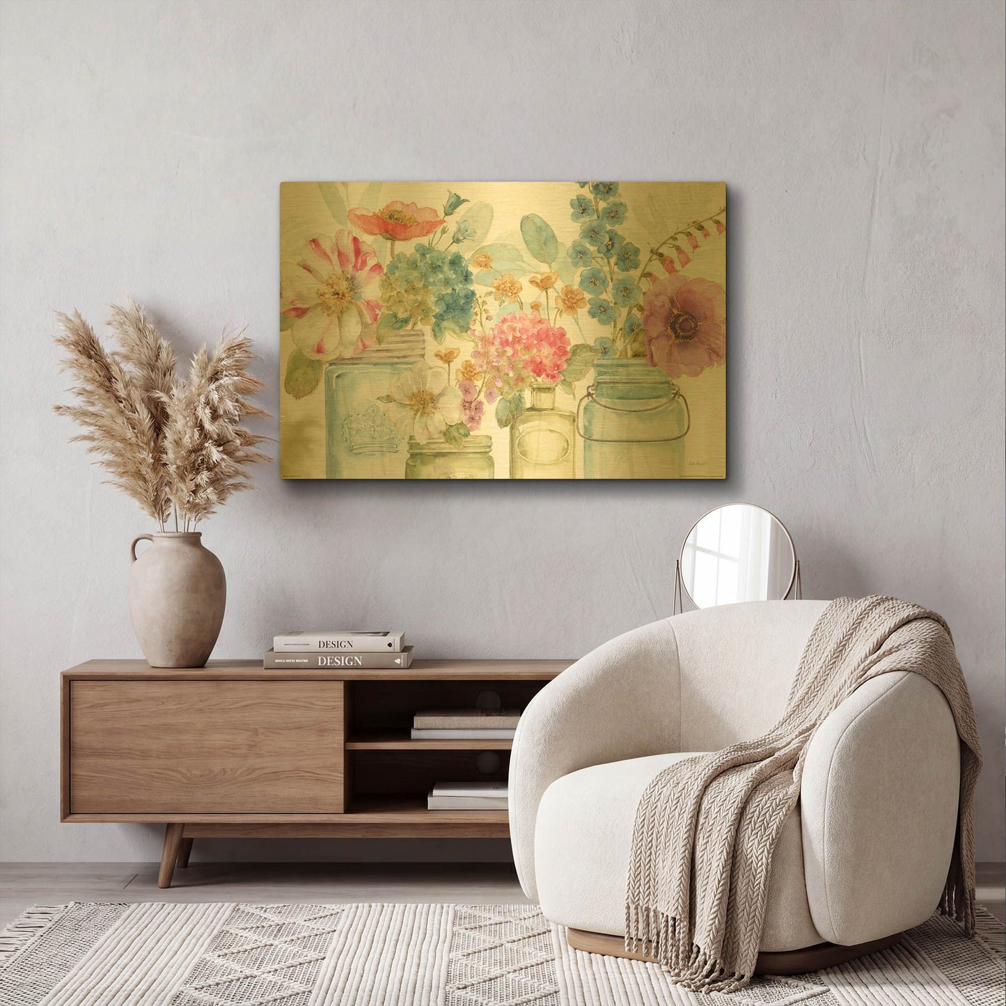 'Rainbow Seeds Flowers X' By Lisa Audit Gold Metal Wall Art