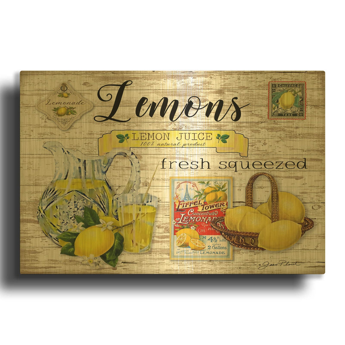 'Rustic Kitchen Fruit Art B' By Jean Plout Gold Metal Wall Art