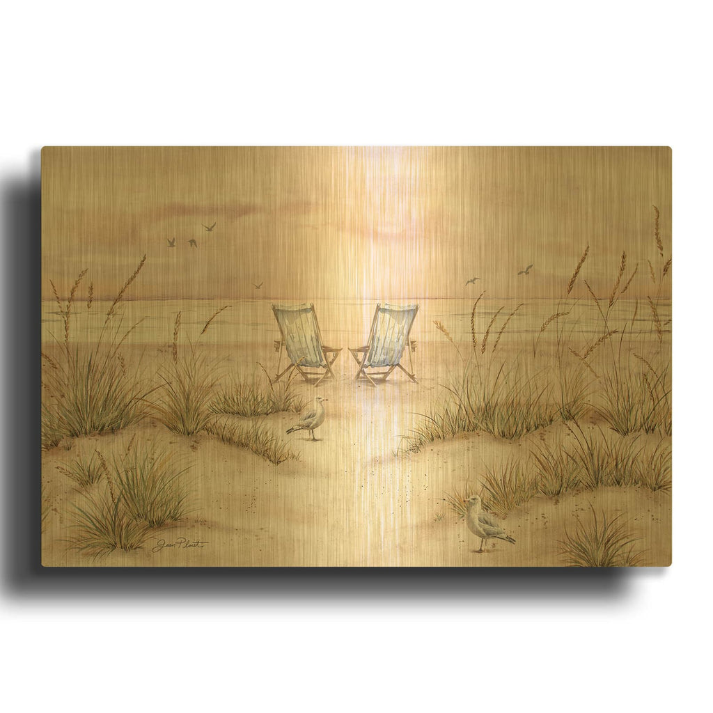 'Sand Dune Chairs' By Jean Plout Gold Metal Wall Art