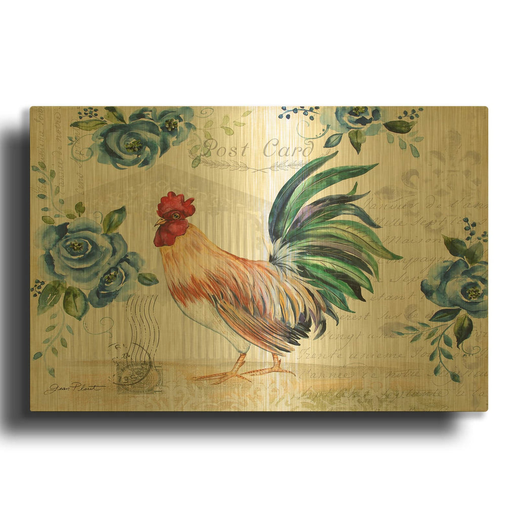 'Seasonal Rooster 2' By Jean Plout Gold Metal Wall Art