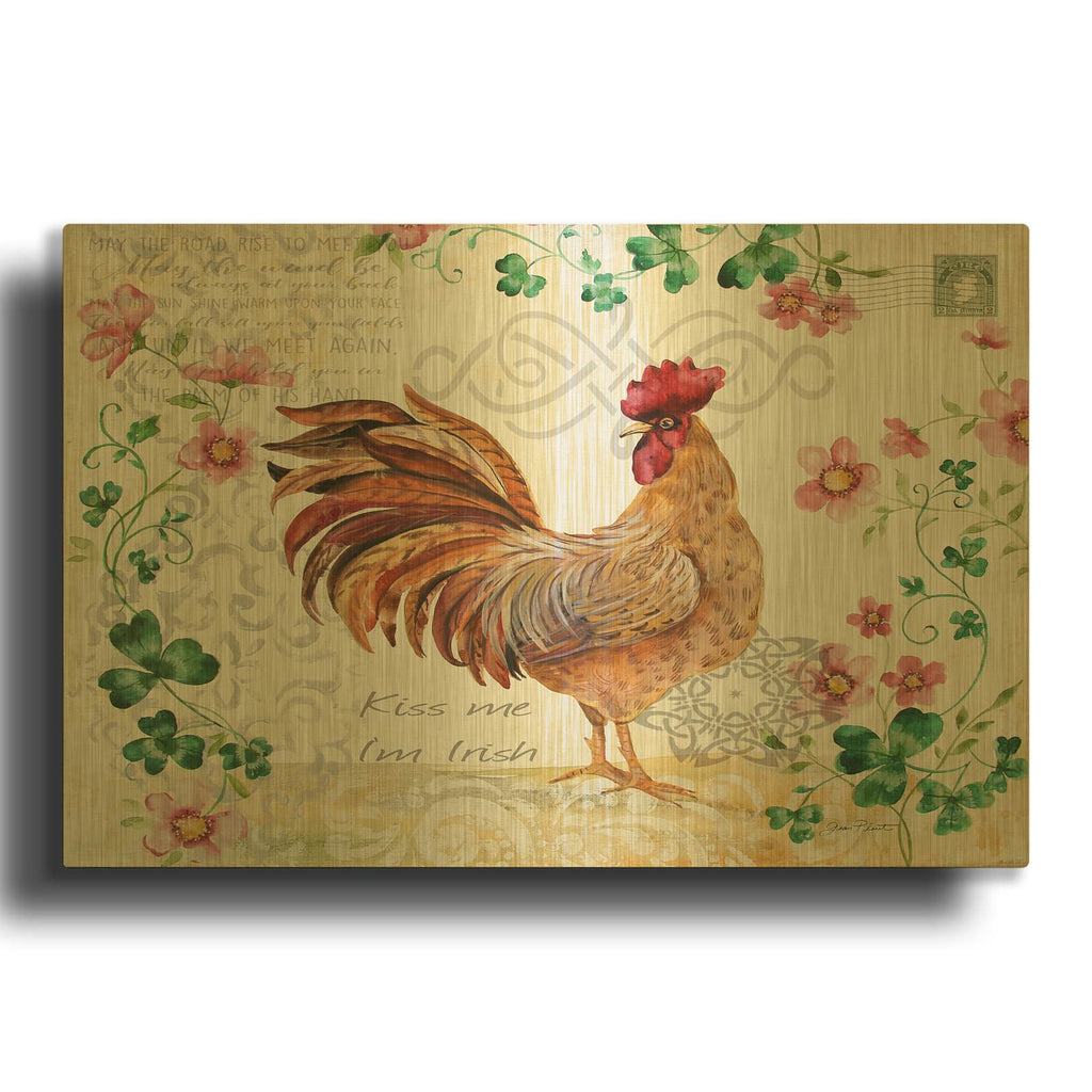 'Seasonal Rooster 3' By Jean Plout Gold Metal Wall Art