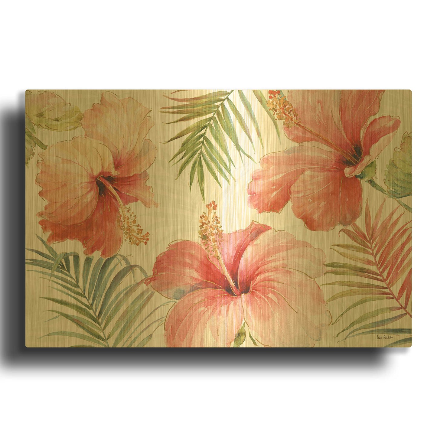 'Tropical Blush I' By Lisa Audit Gold Metal Wall Art
