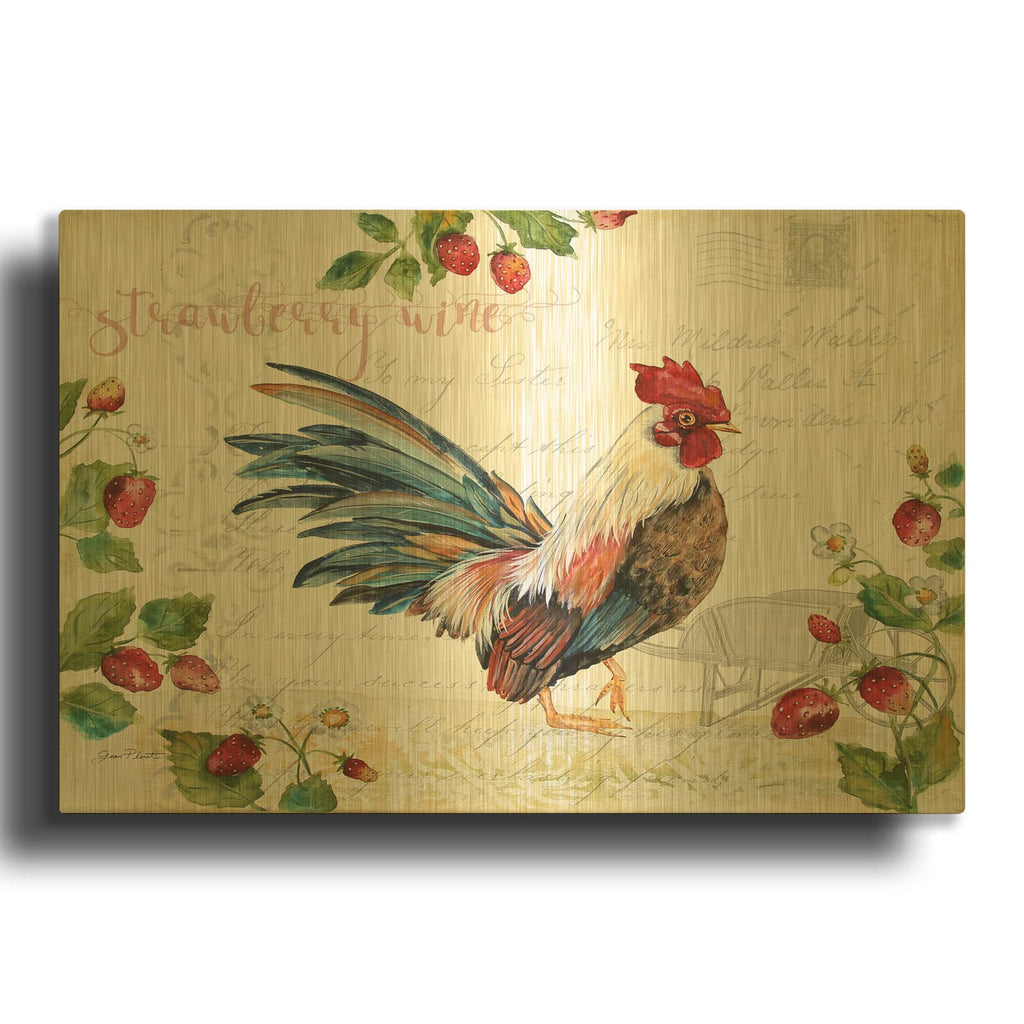 'Seasonal Rooster 6' By Jean Plout Gold Metal Wall Art