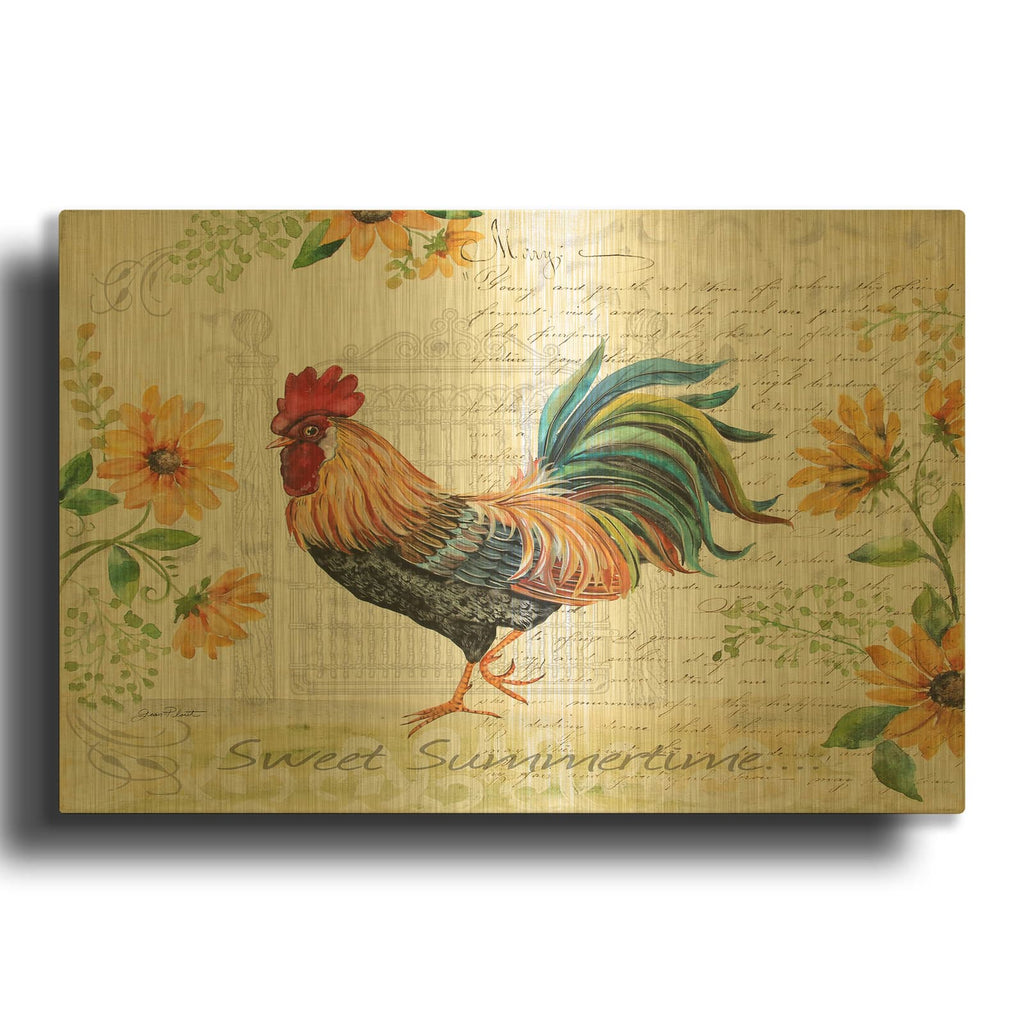 'Seasonal Rooster 8' By Jean Plout Gold Metal Wall Art
