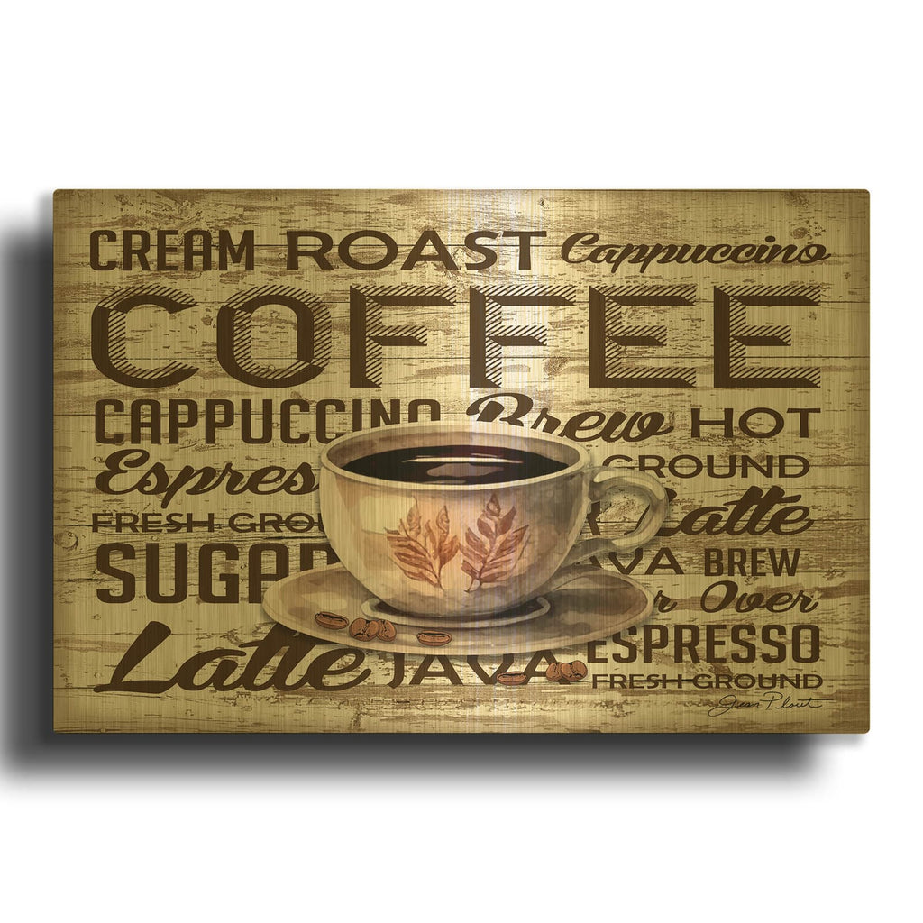 'Shiplap Coffee Sign A' By Jean Plout Gold Metal Wall Art