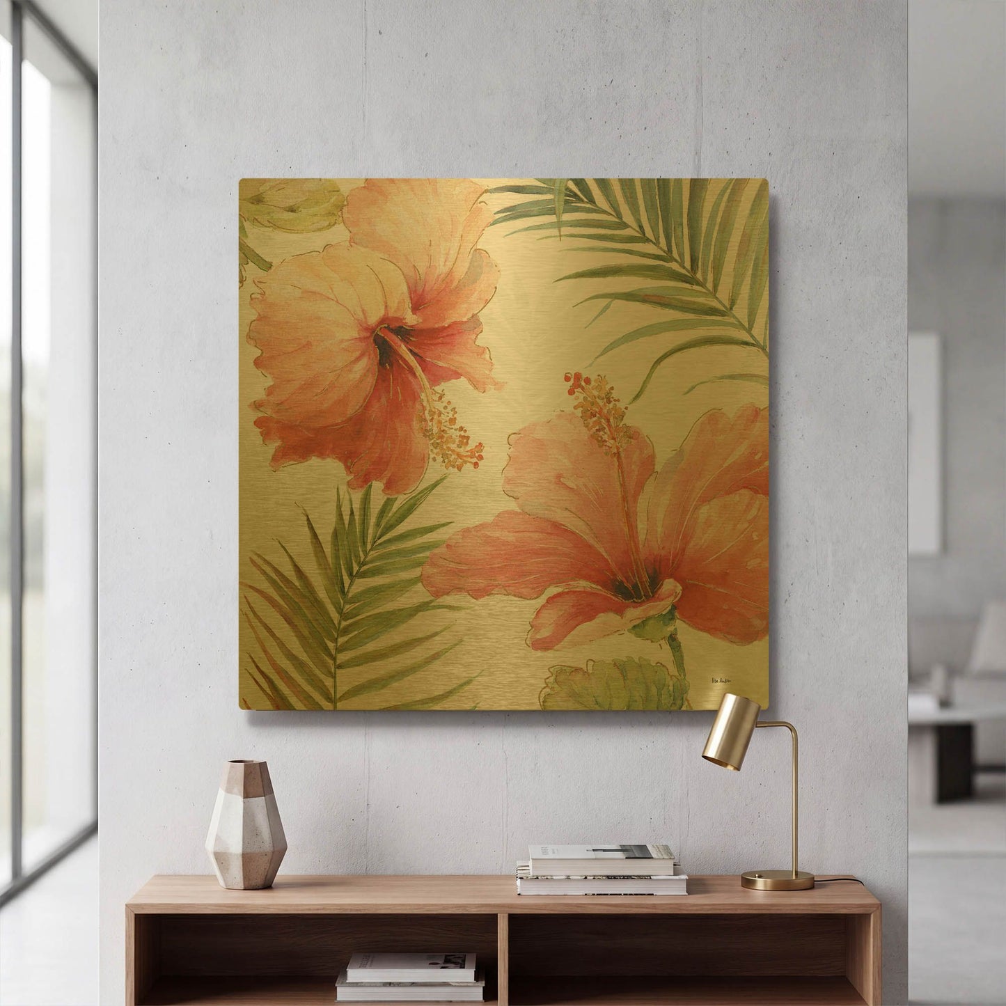 'Tropical Blush II' By Lisa Audit Gold Metal Wall Art