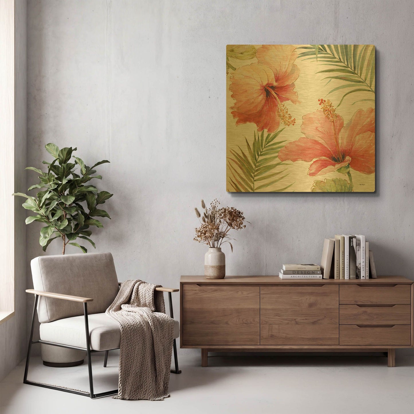'Tropical Blush II' By Lisa Audit Gold Metal Wall Art