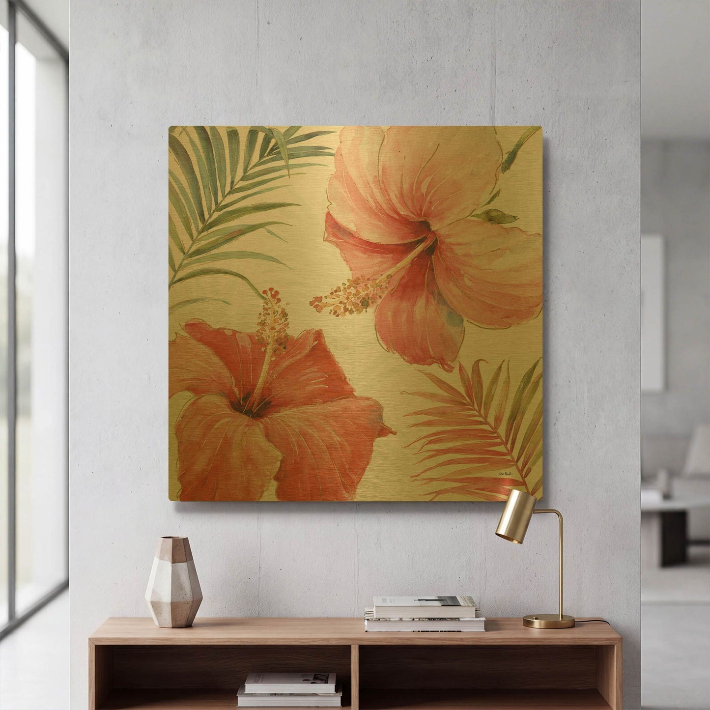 'Tropical Blush III' By Lisa Audit Gold Metal Wall Art