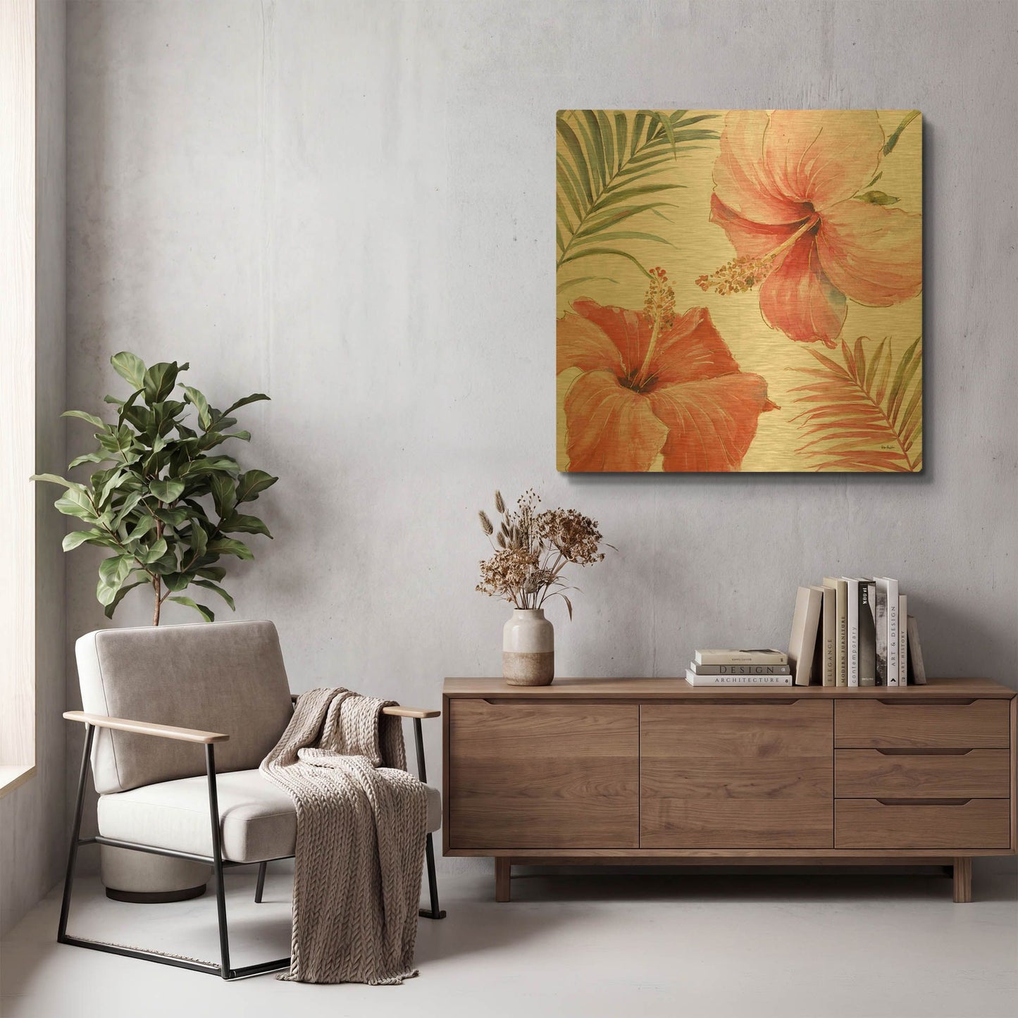 'Tropical Blush III' By Lisa Audit Gold Metal Wall Art