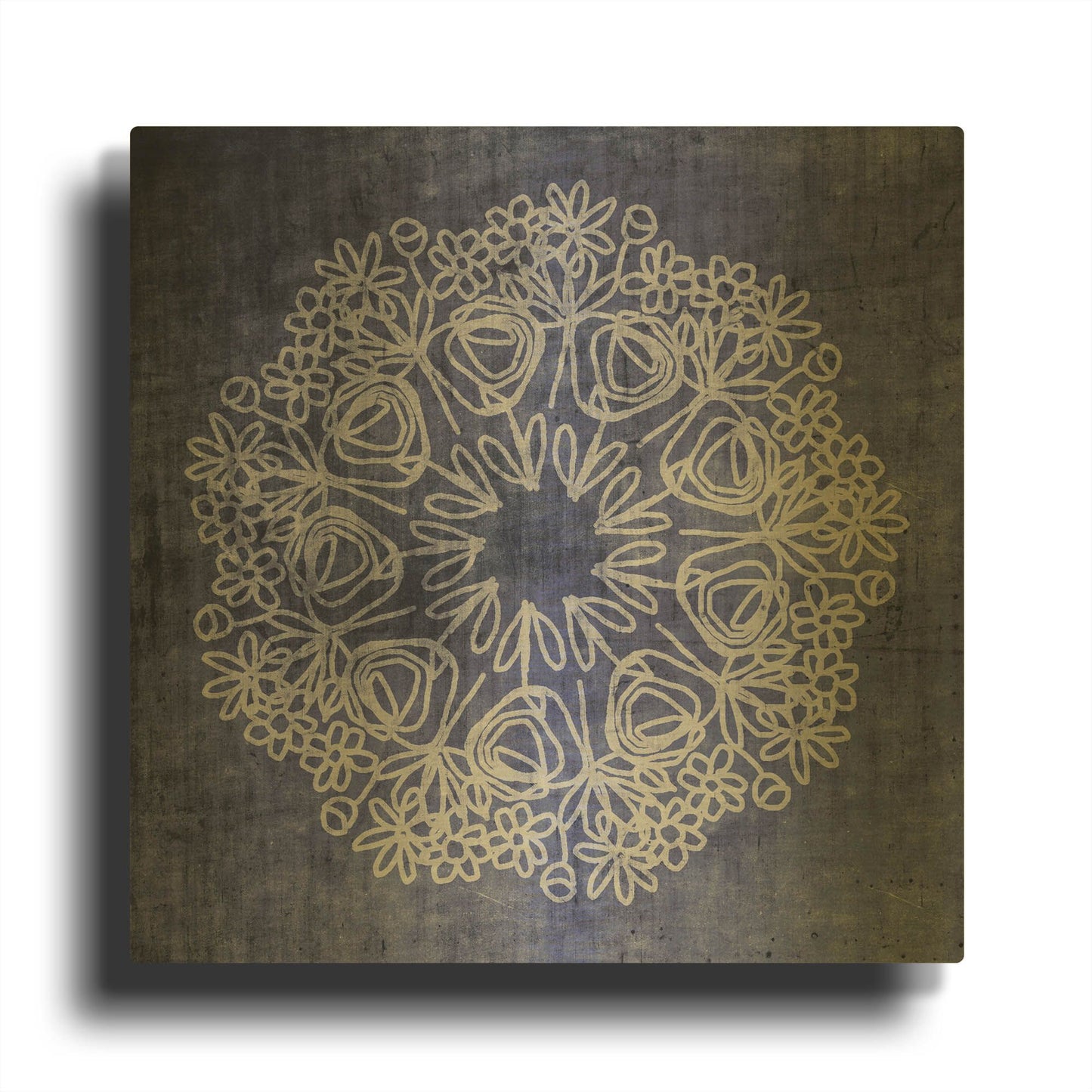 'Indigo Mandala' By Linda Woods Gold Metal Wall Art