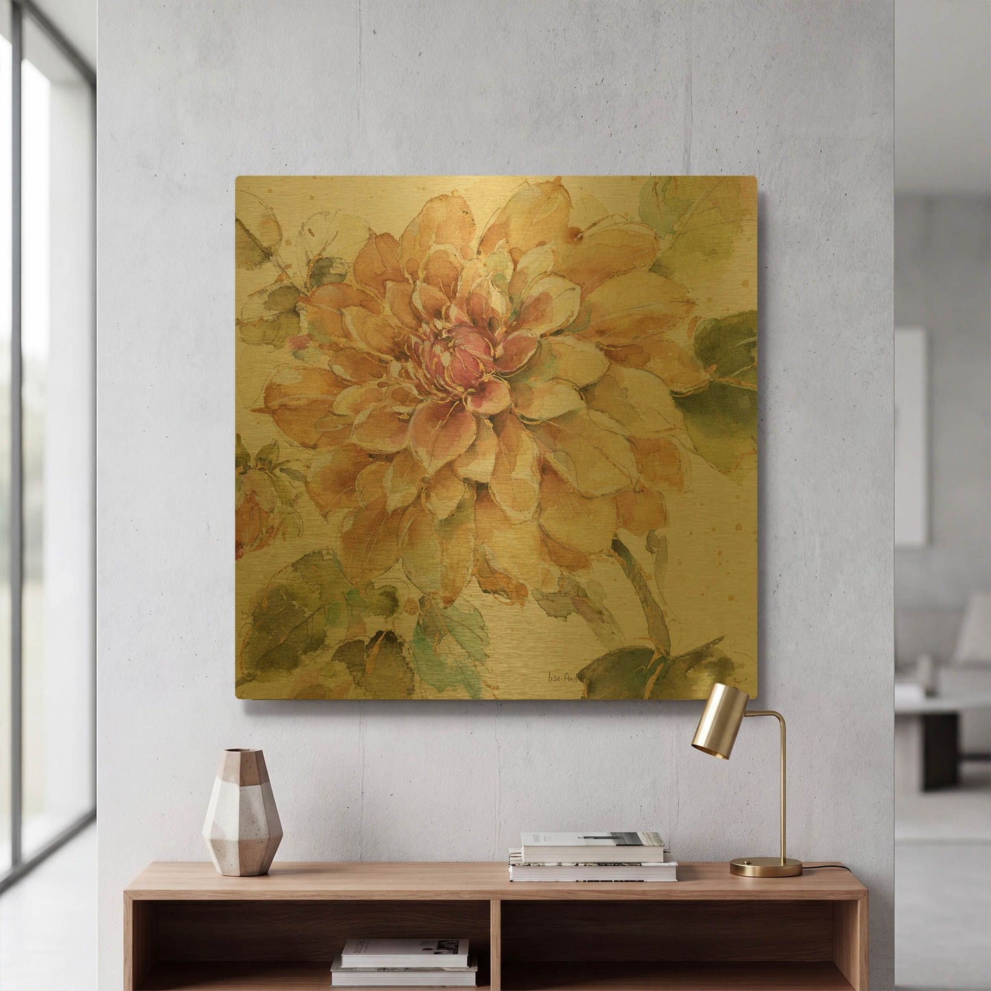 'Country Bloom V' By Lisa Audit Gold Metal Wall Art