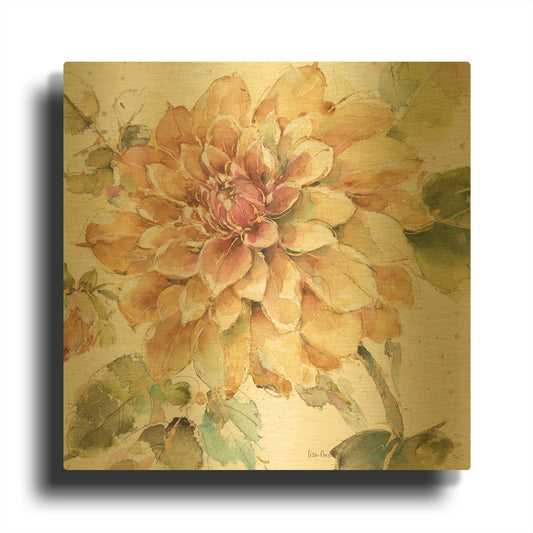 'Country Bloom V' By Lisa Audit Gold Metal Wall Art