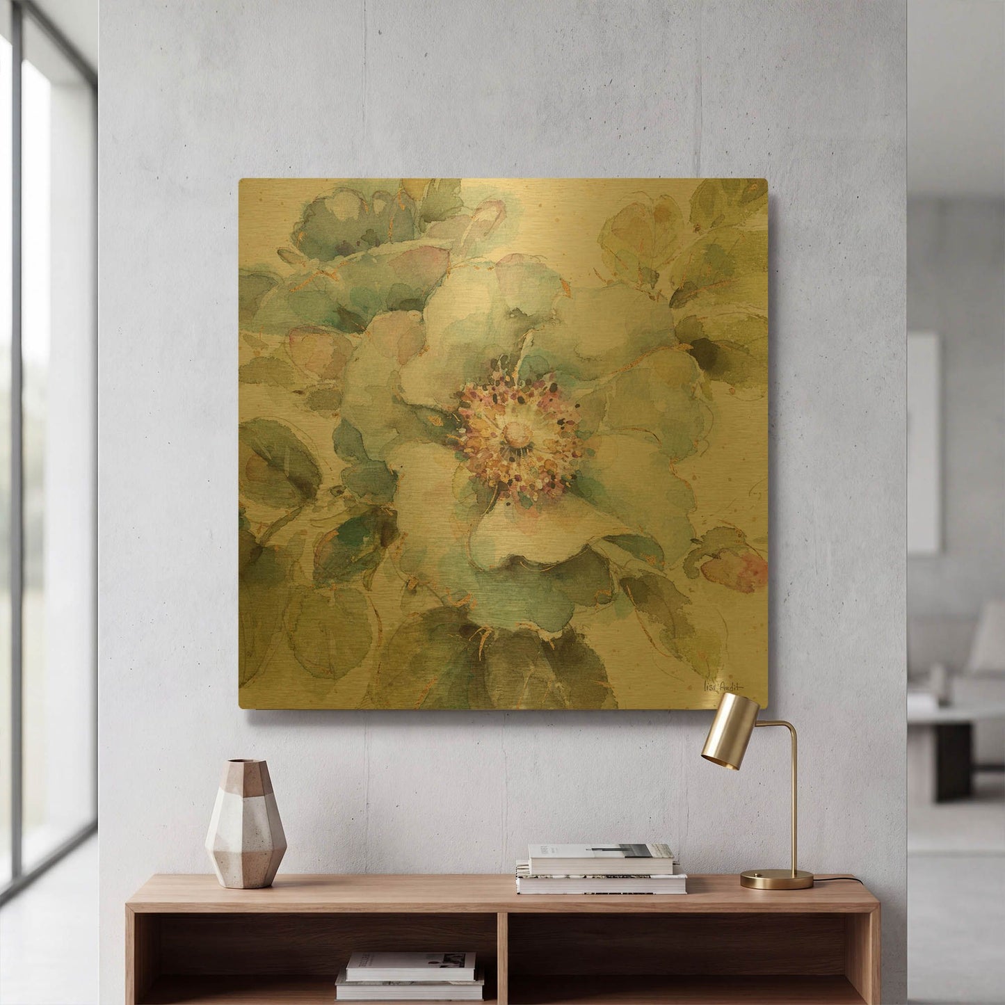 'Country Bloom VII' By Lisa Audit Gold Metal Wall Art