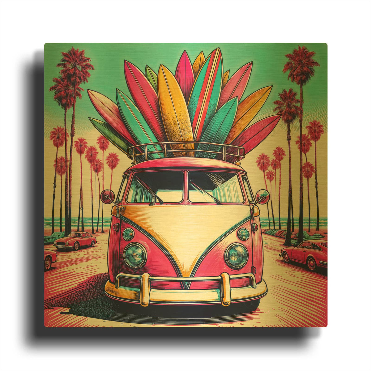 'California Surf' By Rey Klimt Gold Metal Wall Art