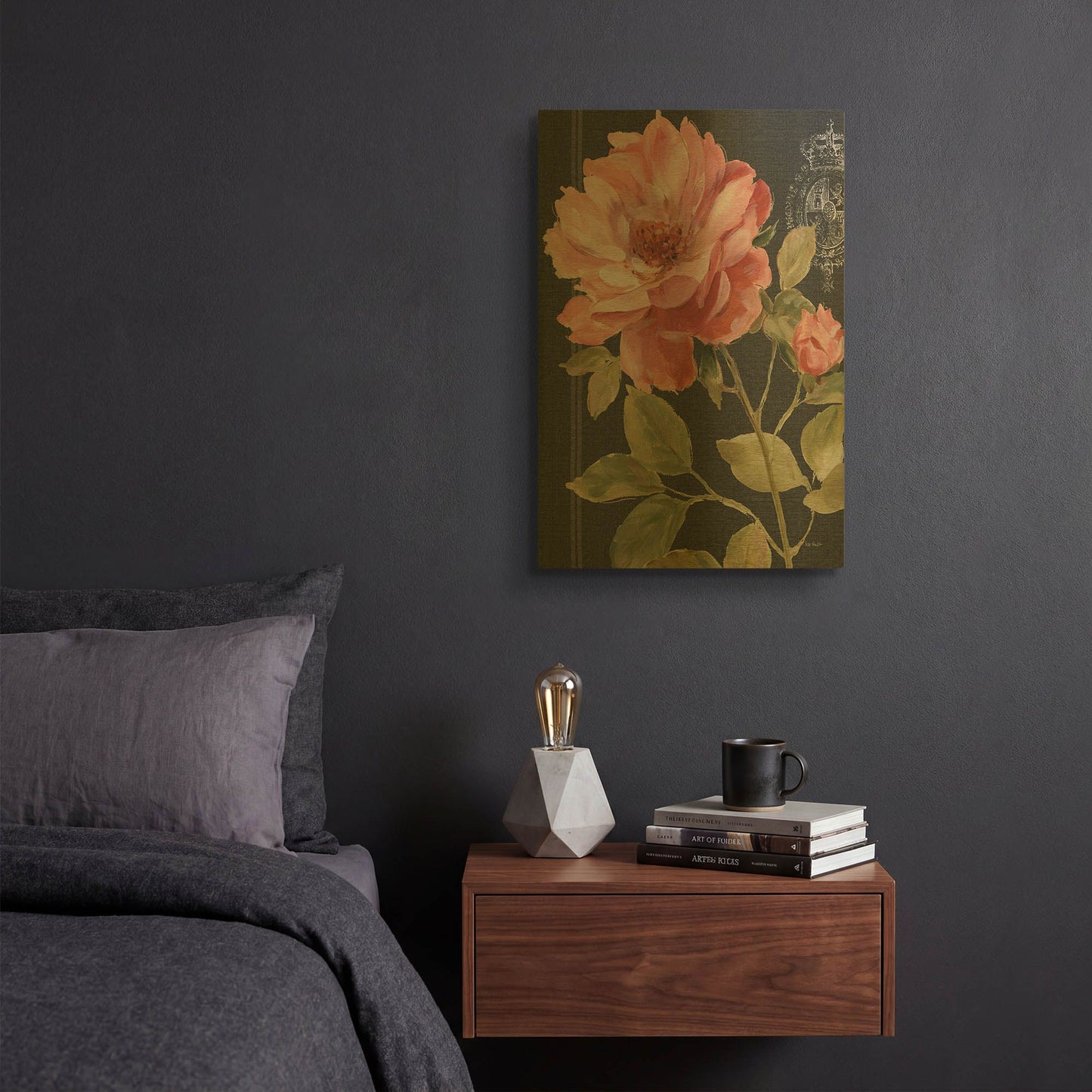 'Harmonious Rose Black' By Lisa Audit Gold Metal Wall Art