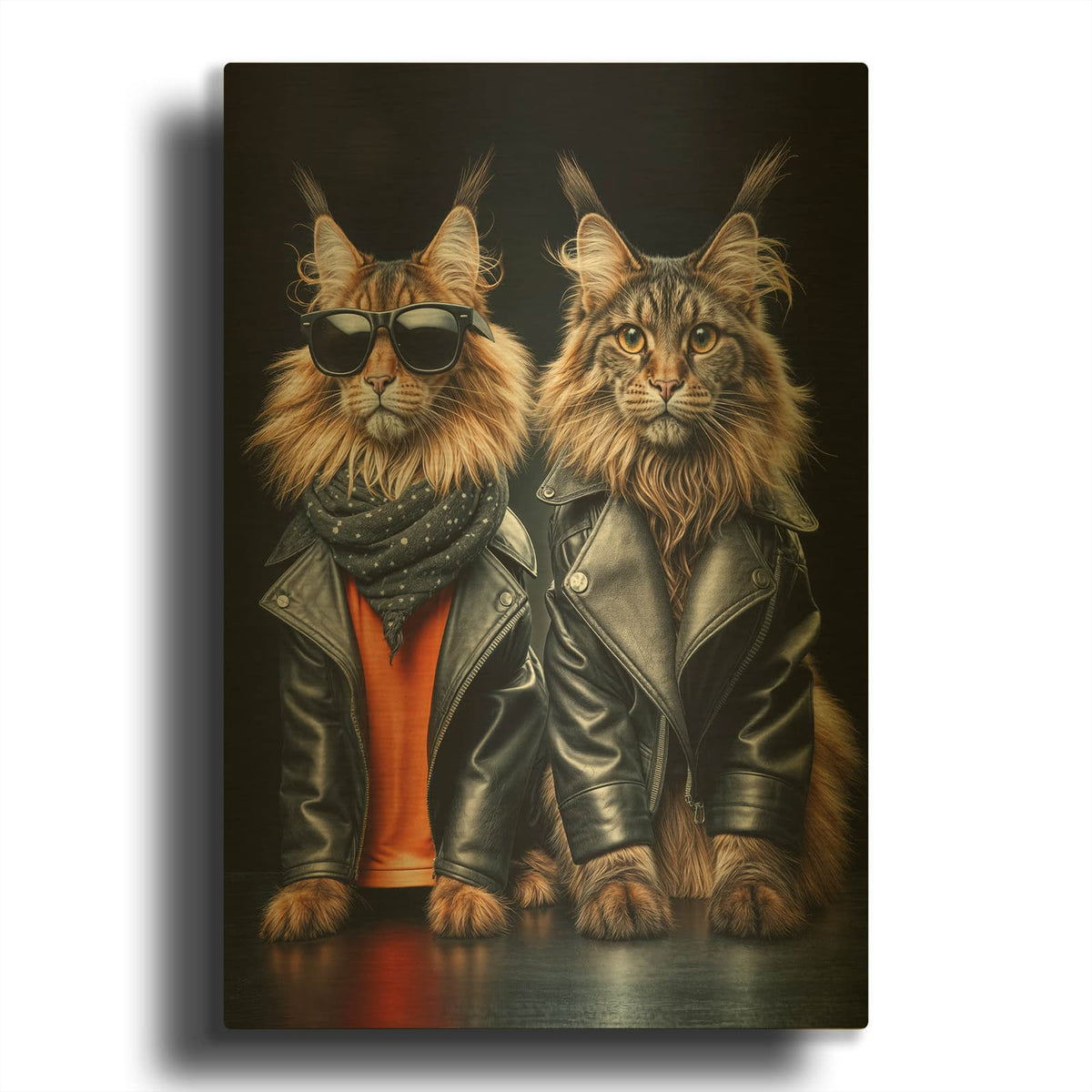 'Cats Feline Bros' By Rey Klimt Gold Metal Wall Art