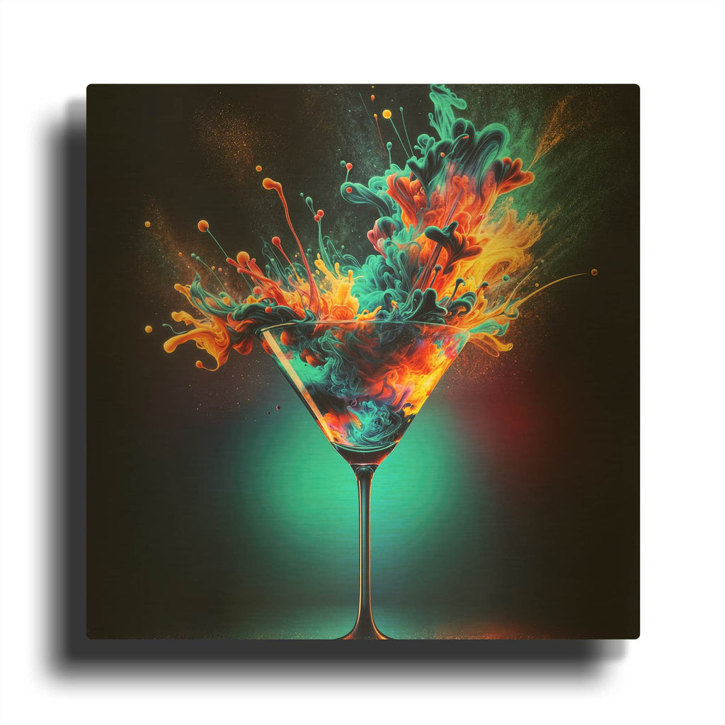 'Colorful Drink' By Rey Klimt Gold Metal Wall Art