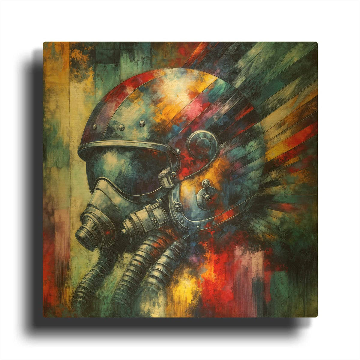 'Fighter Pilot Abstract' By Rey Klimt Gold Metal Wall Art
