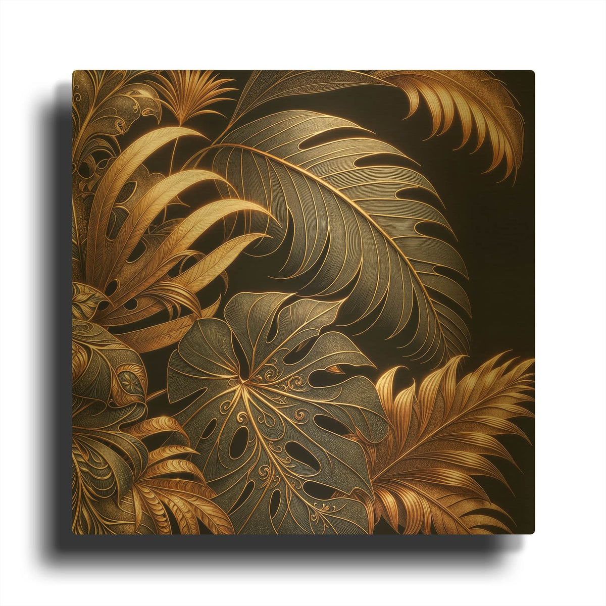 'Golden Leaves' By Rey Klimt Gold Metal Wall Art