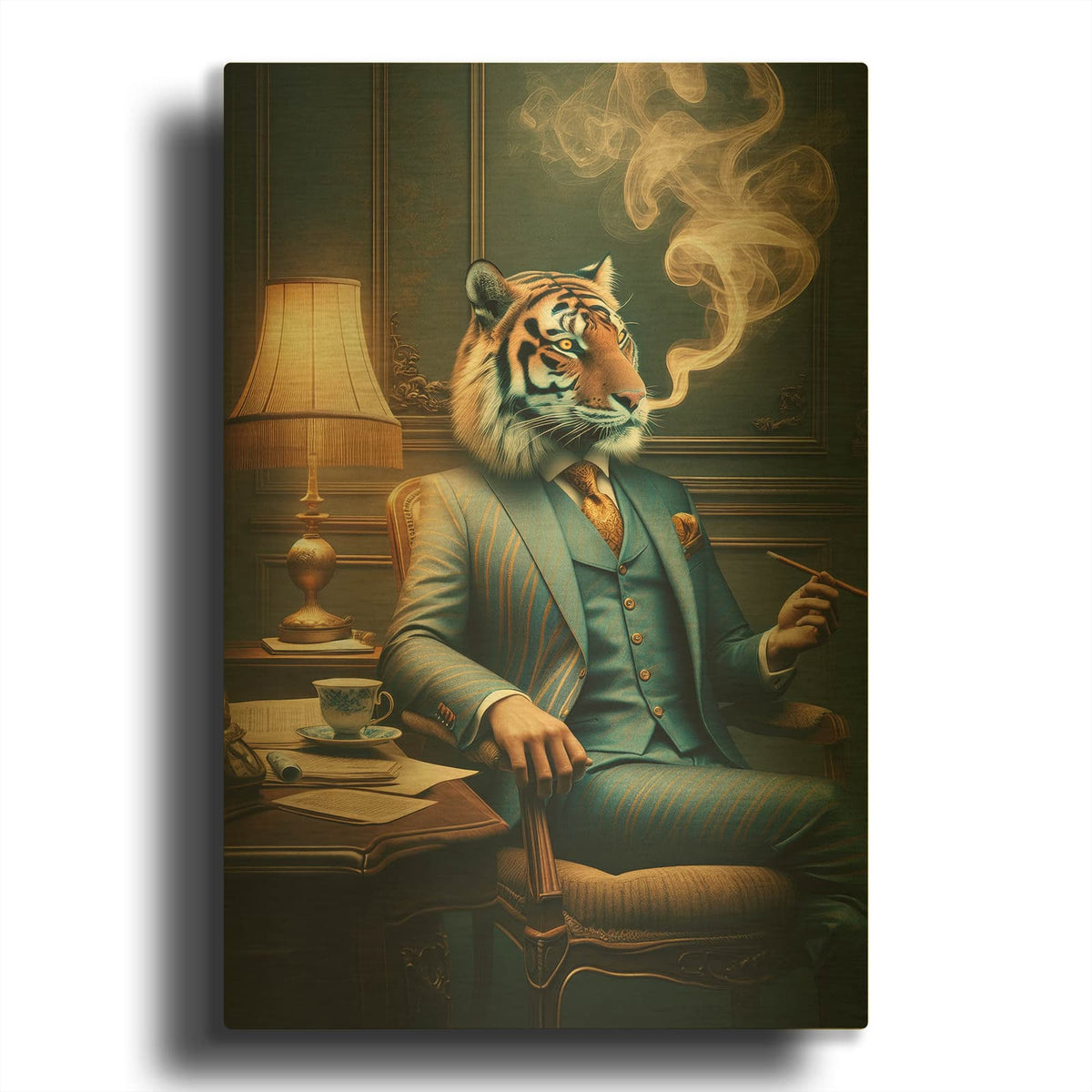 'Mr. Tiger' By Rey Klimt Gold Metal Wall Art