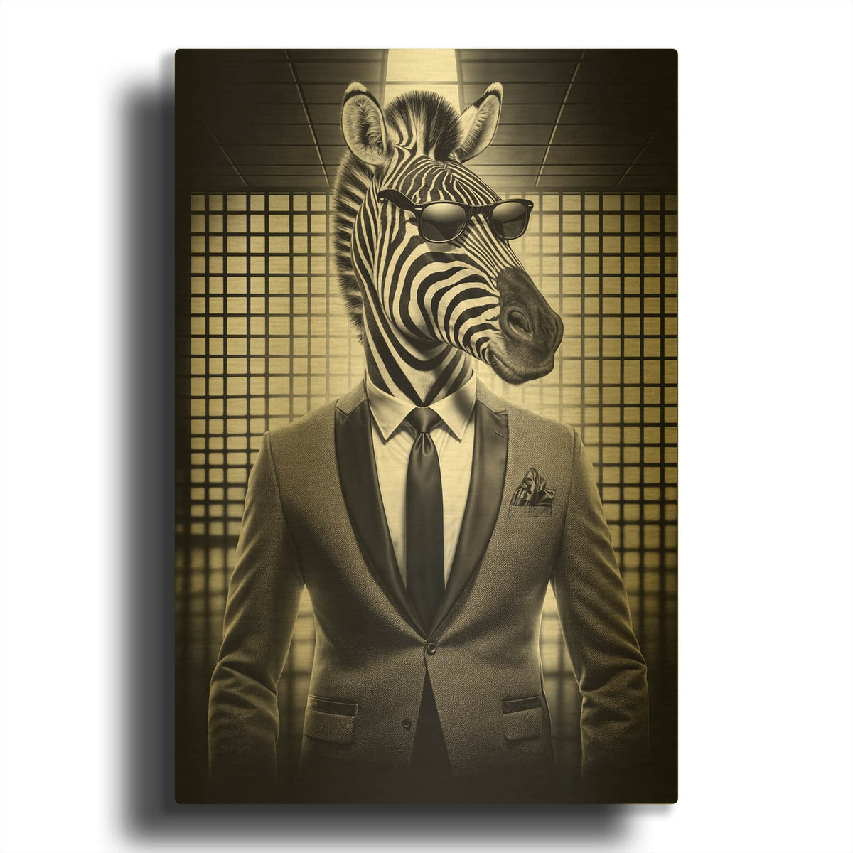 'Mr. Zebra' By Rey Klimt Gold Metal Wall Art