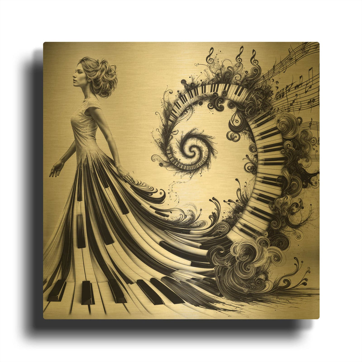 'Musical Walk' By Rey Klimt Gold Metal Wall Art