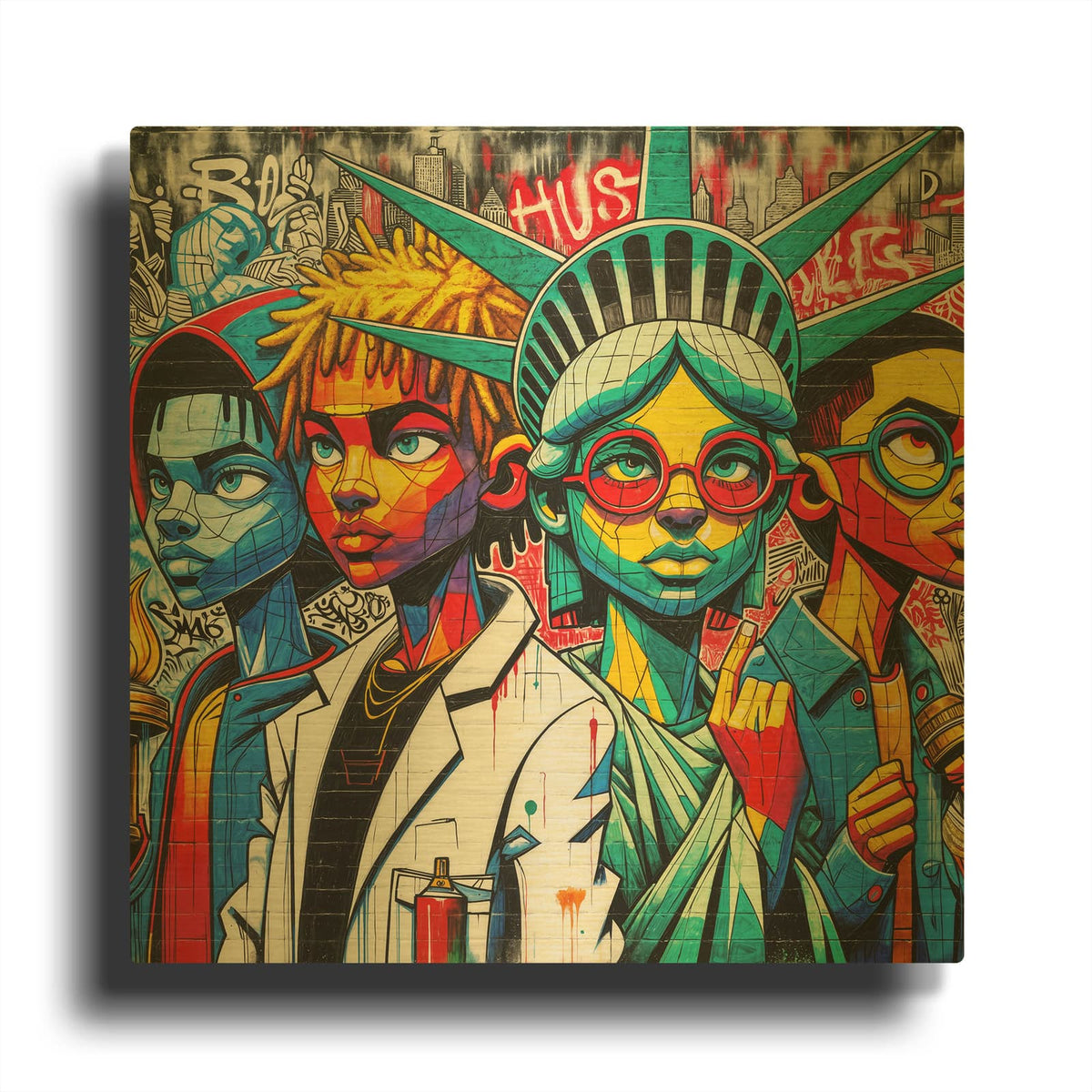 'New York United' By Rey Klimt Gold Metal Wall Art