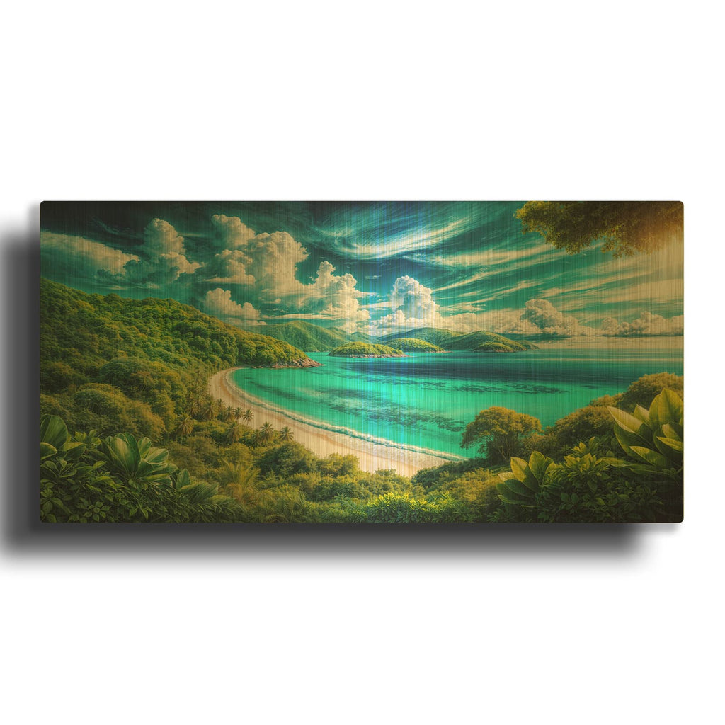'Paradise Beach 6' By Rey Klimt Gold Metal Wall Art