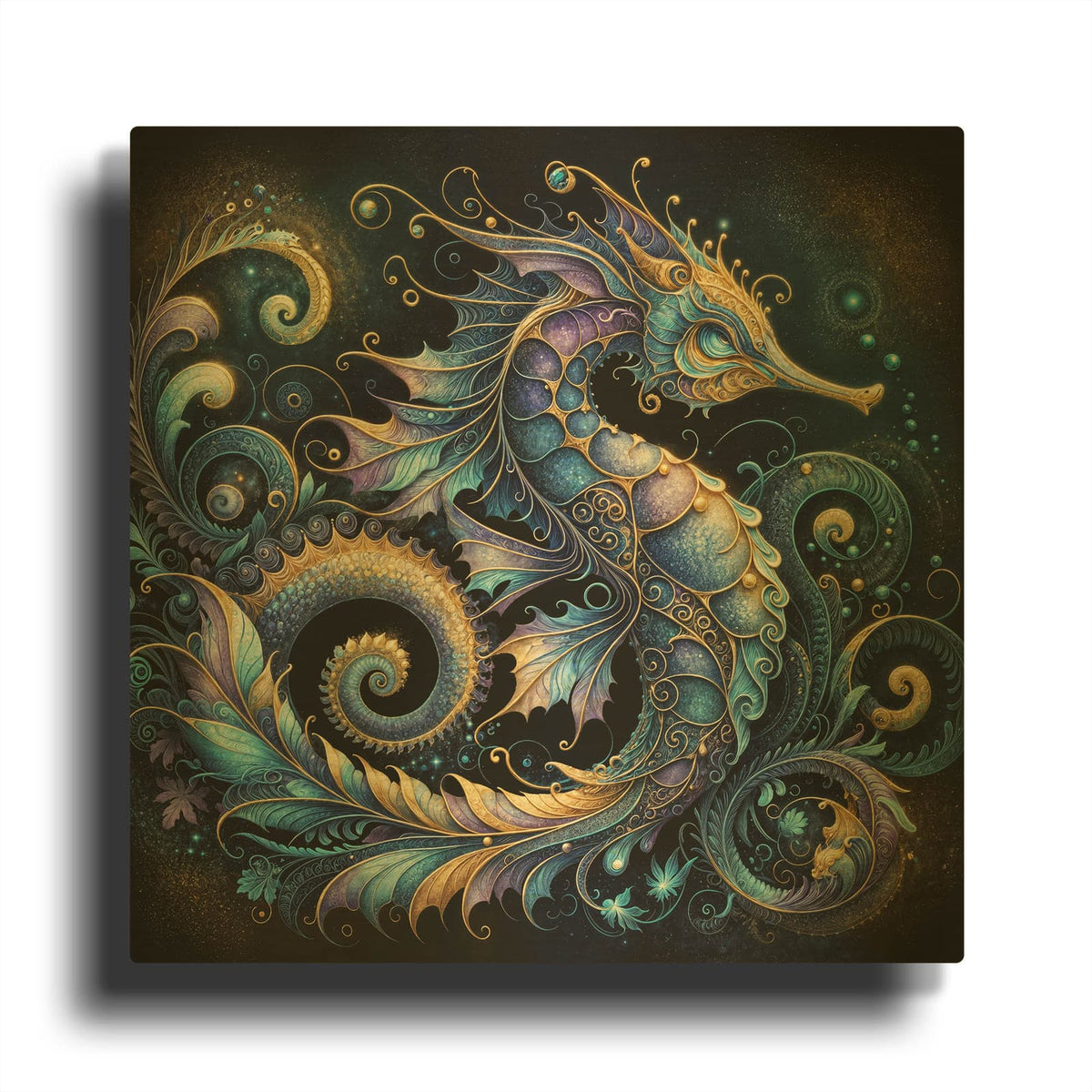 'Seahorse' By Rey Klimt Gold Metal Wall Art
