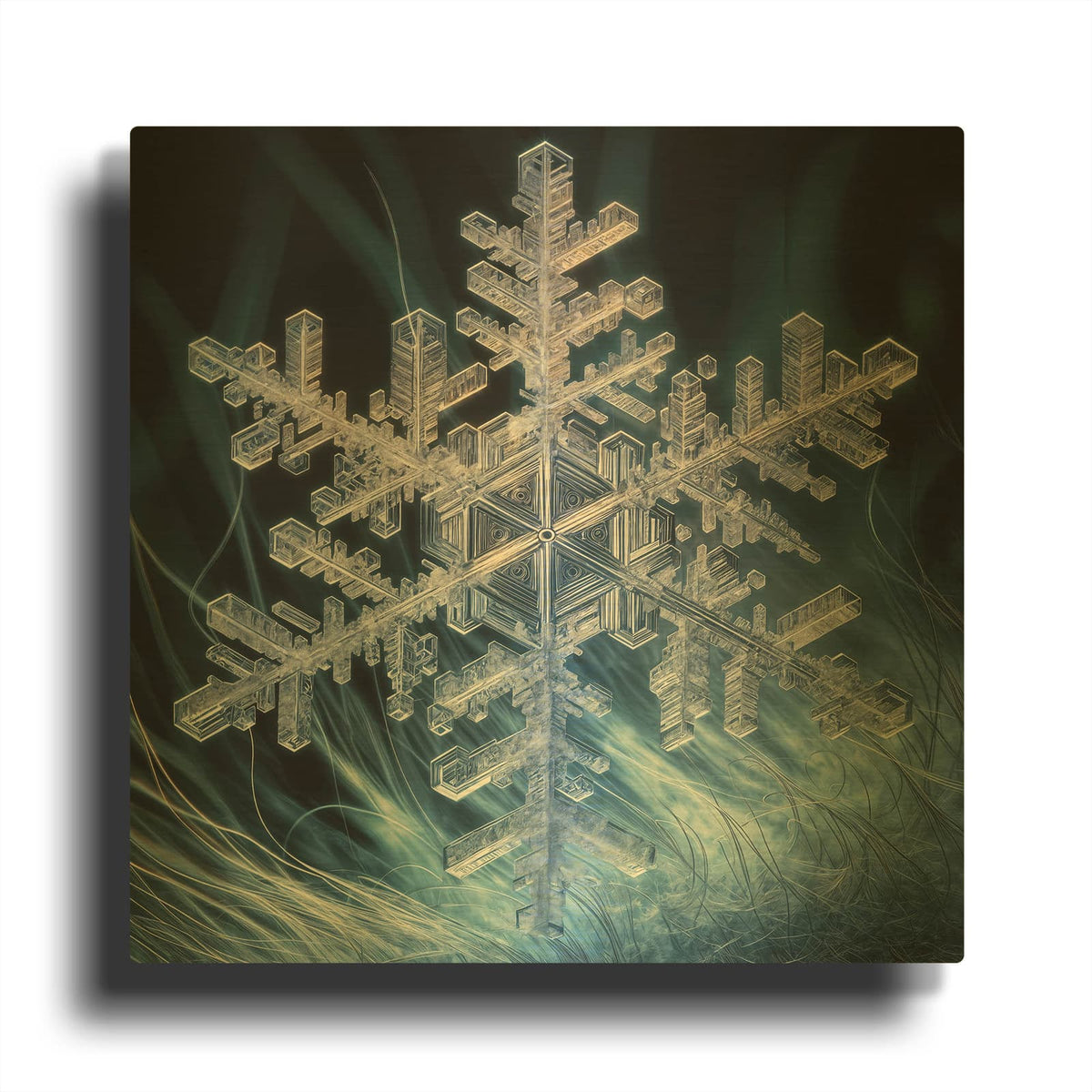 'Snowflake 3' By Rey Klimt Gold Metal Wall Art