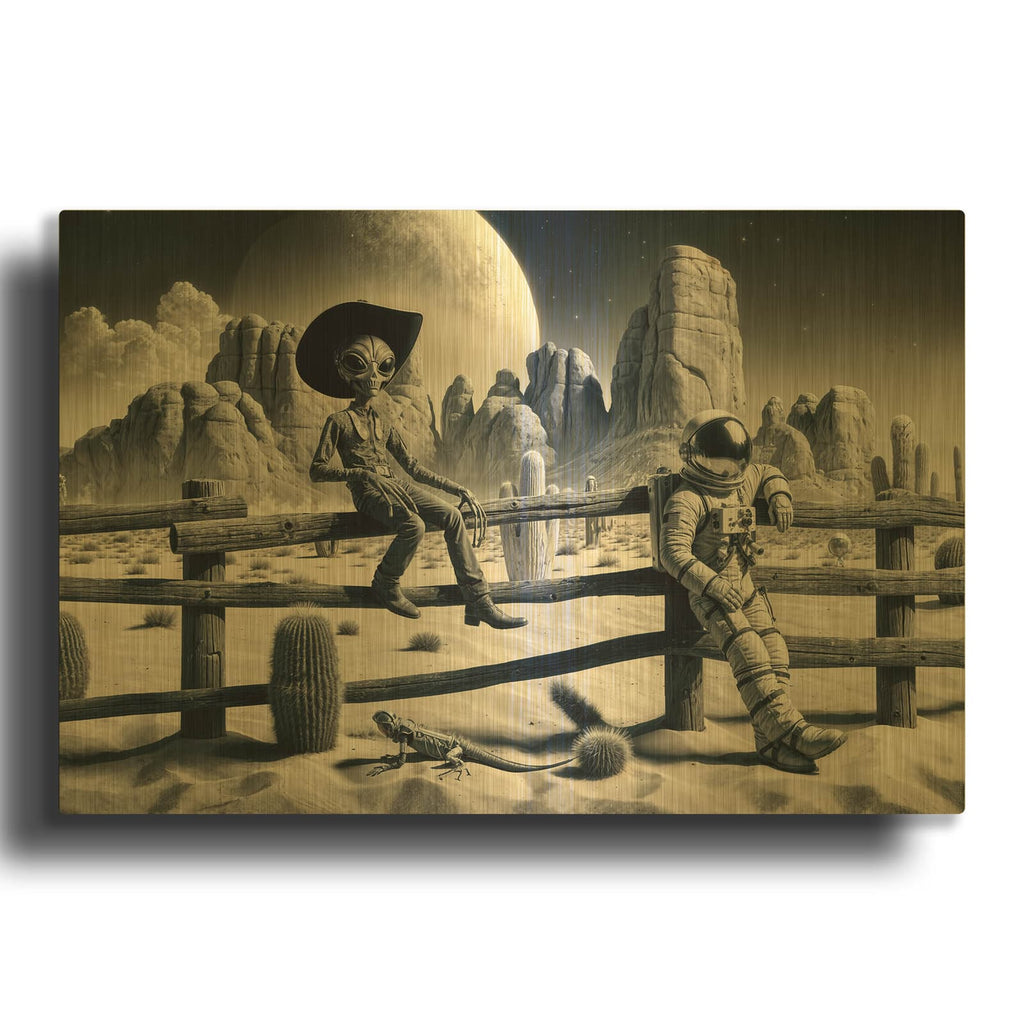 'Space Break' By Rey Klimt Gold Metal Wall Art