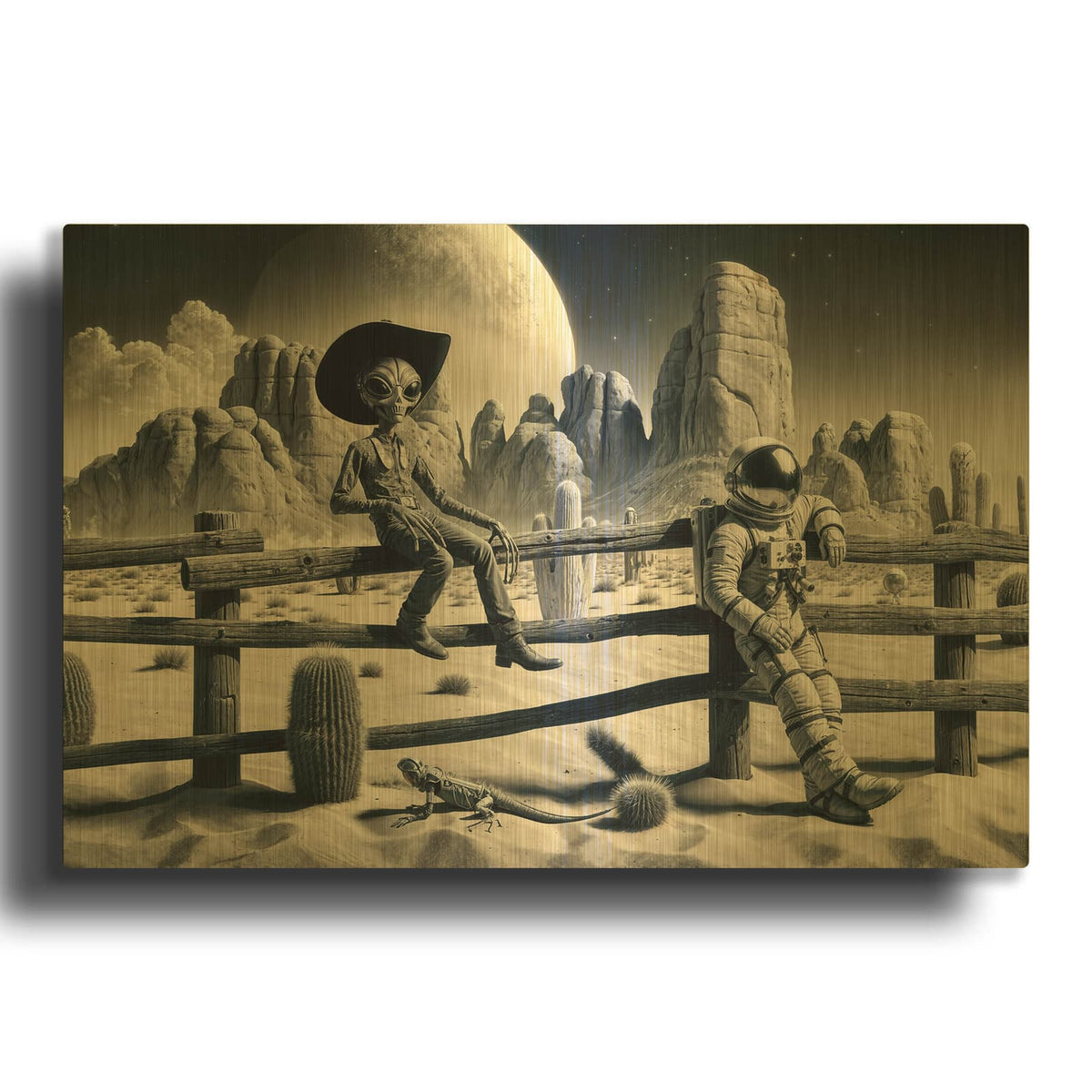 'Space Break' By Rey Klimt Gold Metal Wall Art