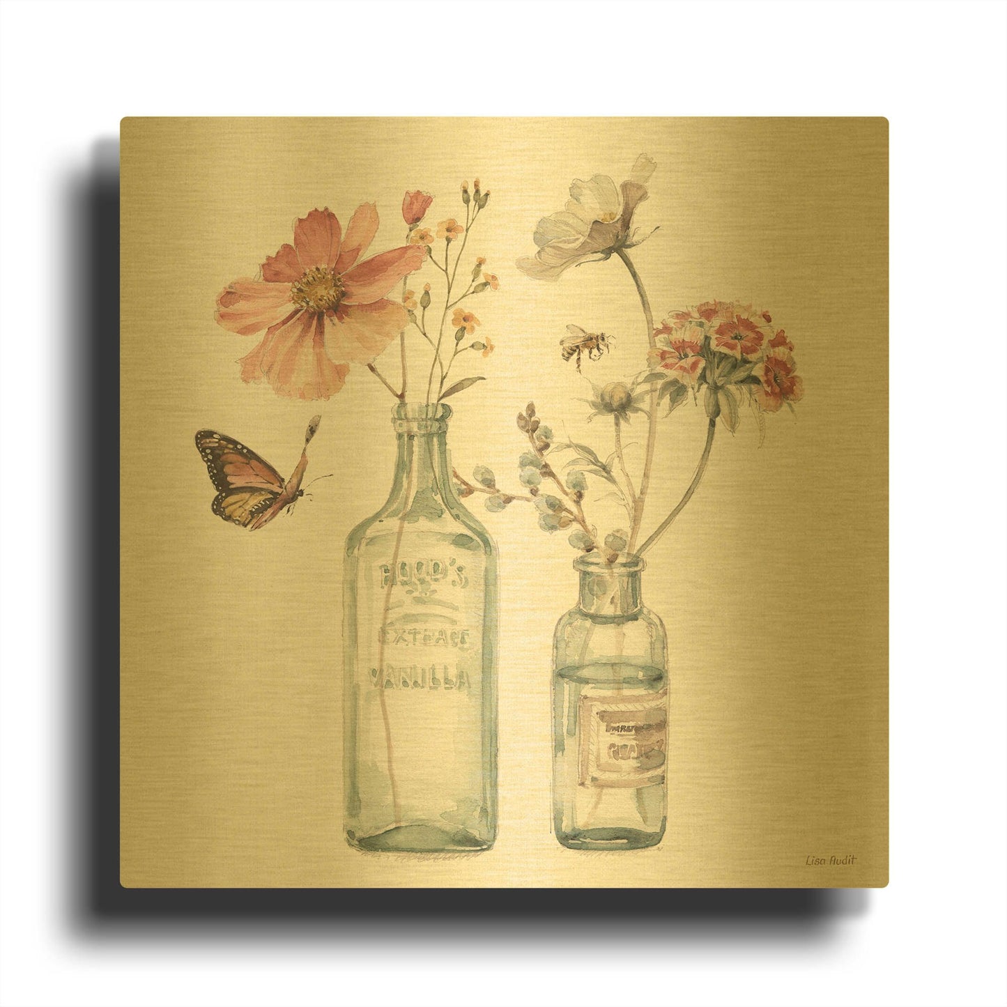 'A Country Weekend X' By Lisa Audit Gold Metal Wall Art