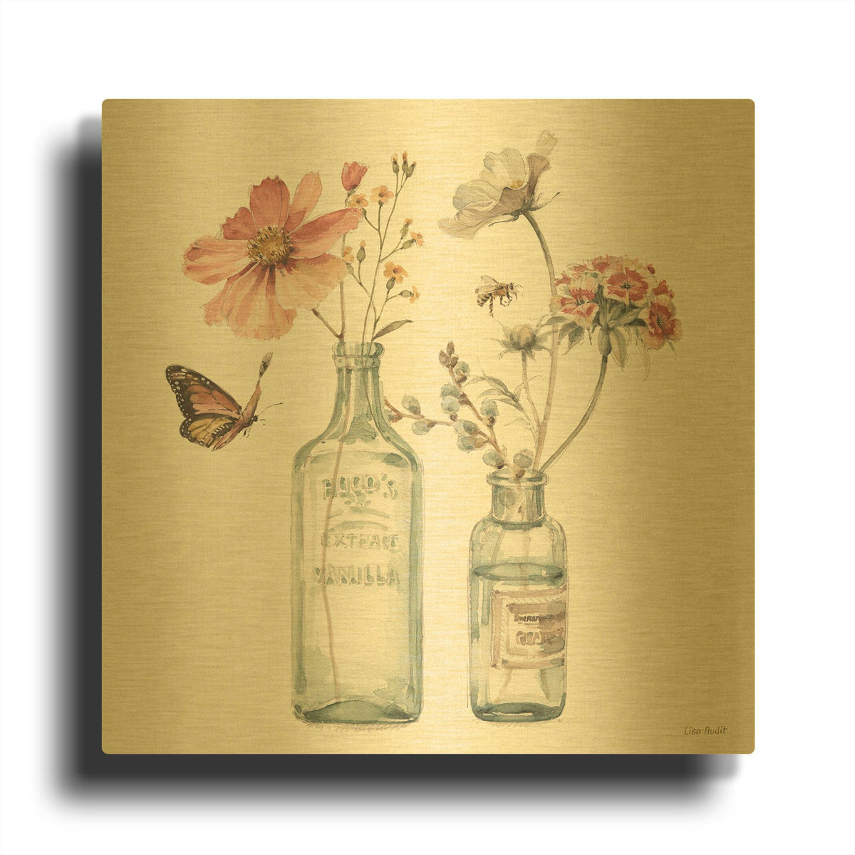 'A Country Weekend X' By Lisa Audit Gold Metal Wall Art