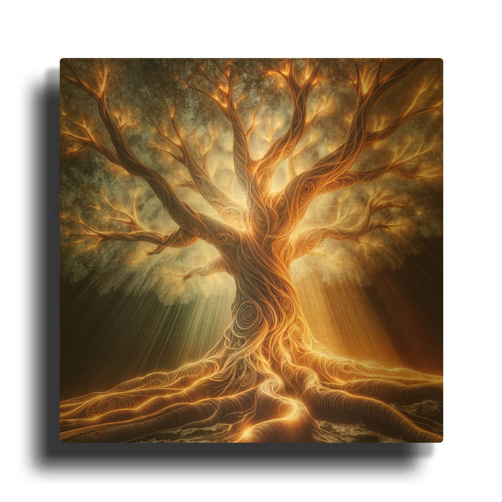 'Tree Glow 1' By Rey Klimt Gold Metal Wall Art