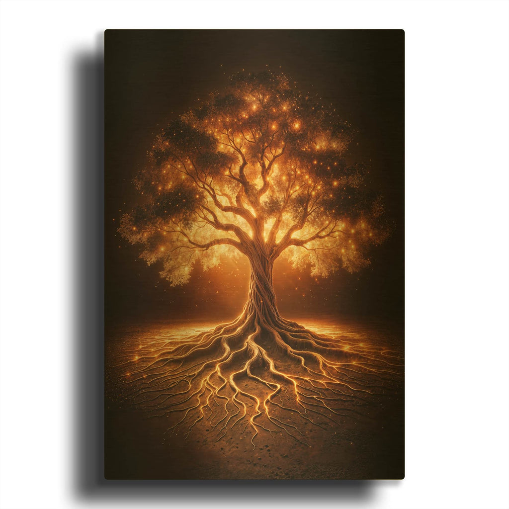 'Tree Glow 2' By Rey Klimt Gold Metal Wall Art