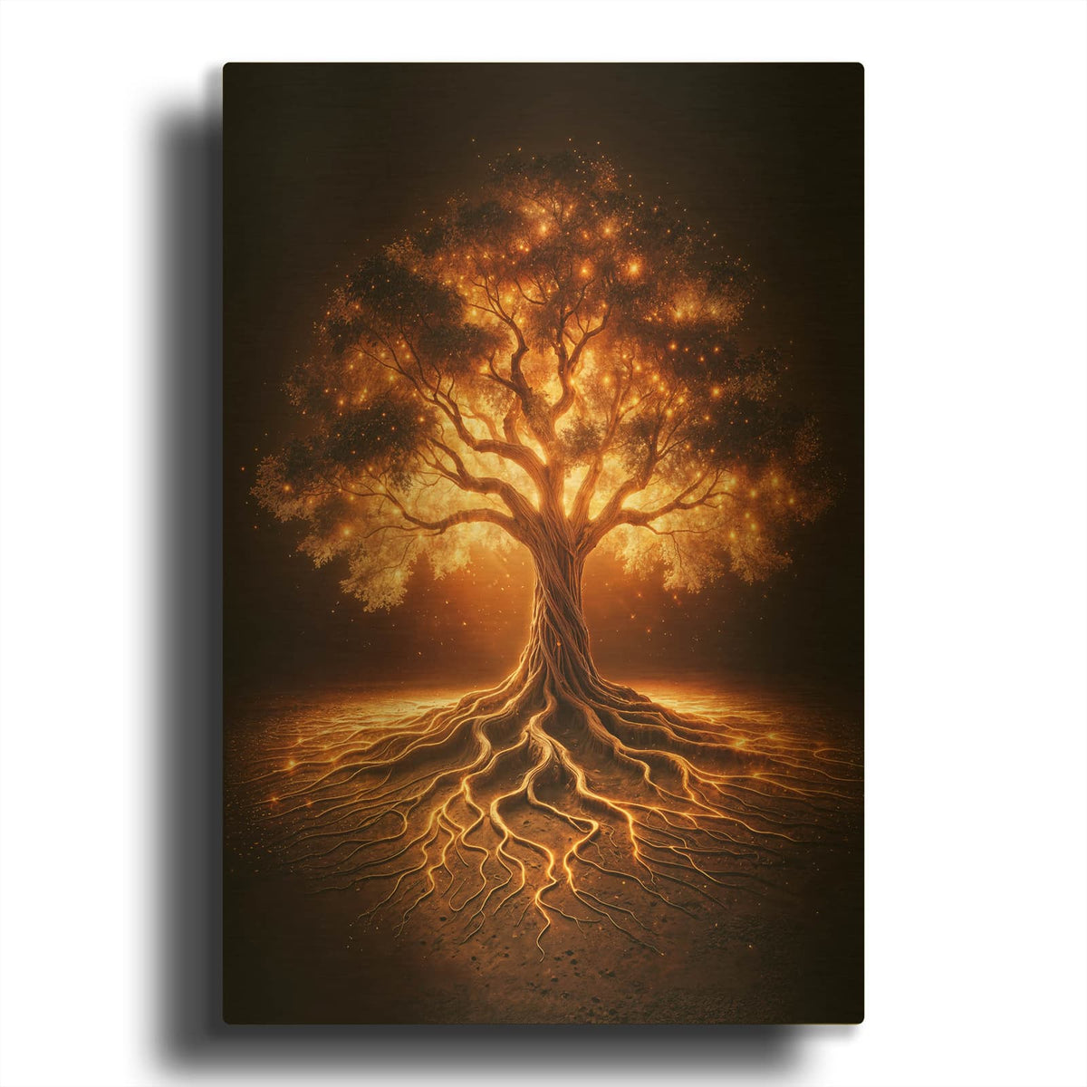 'Tree Glow 2' By Rey Klimt Gold Metal Wall Art